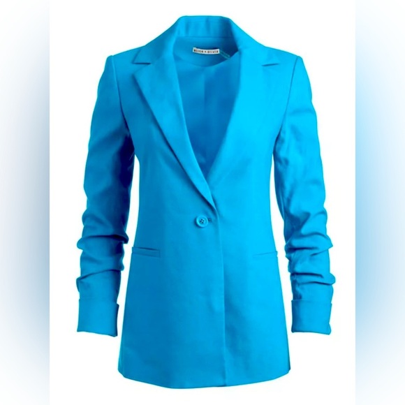Alice + Olivia Notch Collar Blue Tailored Blazer Jacket size 0 / XS - Picture 2 of 12